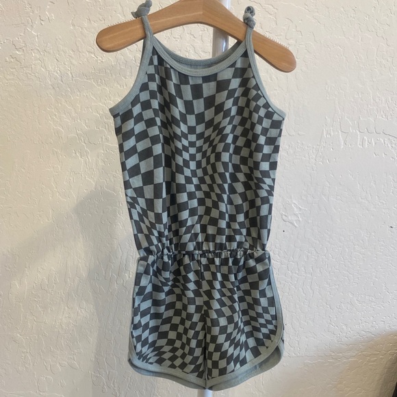 Tiny Whales Checkered Kids Romper
